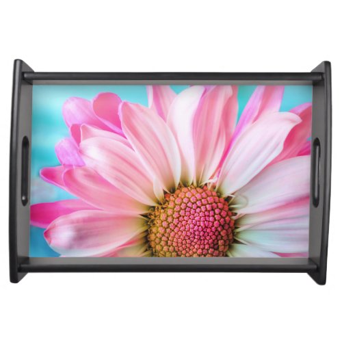 Beautiful Pink Flower Close Up Photo Serving Tray