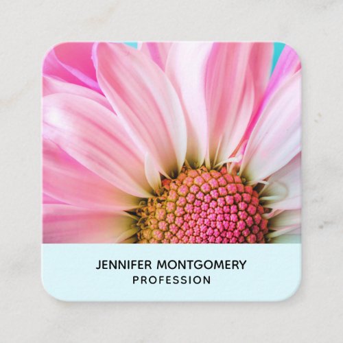 Beautiful Pink Flower Close Up Photo Square Business Card