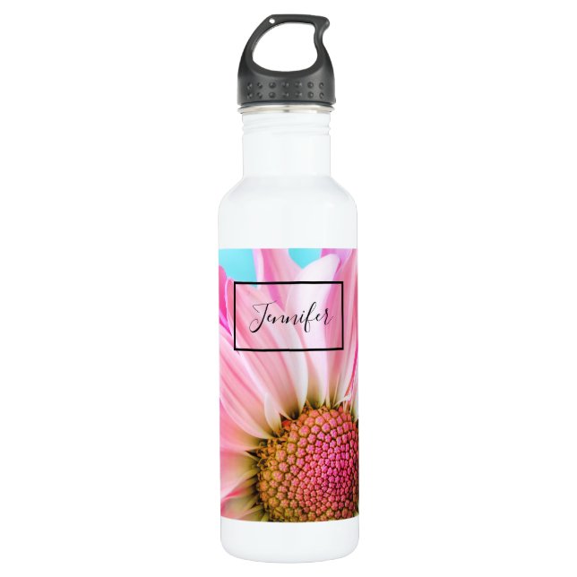 Beautiful Pink Flower Close Up Photo Stainless Steel Water Bottle (Front)