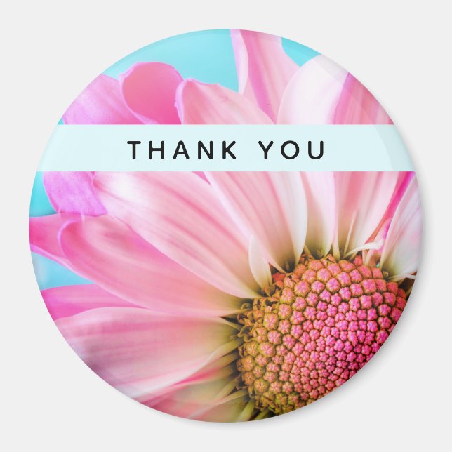Beautiful Pink Flower Close Up Photo Thank You Magnet (Front)