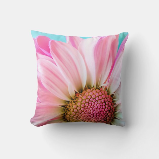 Beautiful Pink Flower Close Up Photo Throw Pillow (Front)
