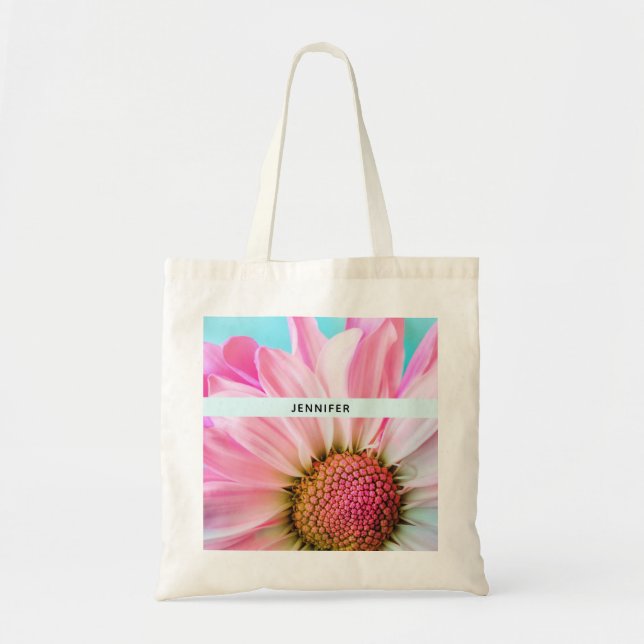 Beautiful Pink Flower Close Up Photo Tote Bag (Front)