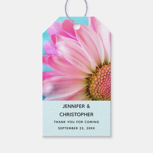 Beautiful Pink Flower Close Up Photo Wedding Gift Tags