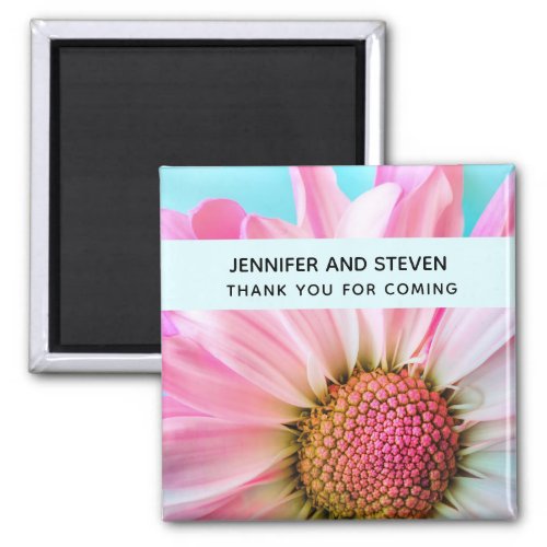 Beautiful Pink Flower Close Up Photo Wedding Magnet