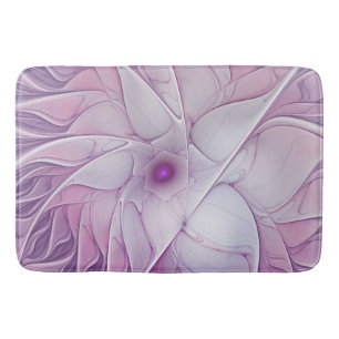 Beautiful Pink Flower Modern Abstract Fractal Art Bath Mat
