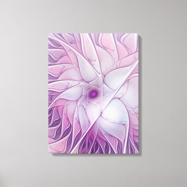 Beautiful Pink Flower Modern Abstract Fractal Art Canvas Print (Front)