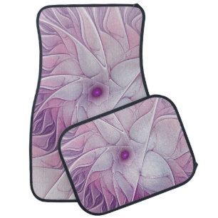 Beautiful Pink Flower Modern Abstract Fractal Art Car Mat