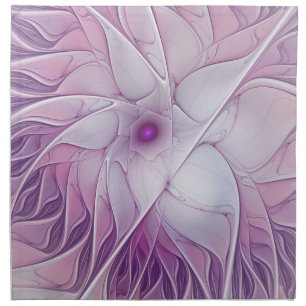 Beautiful Pink Flower Modern Abstract Fractal Art Cloth Napkin