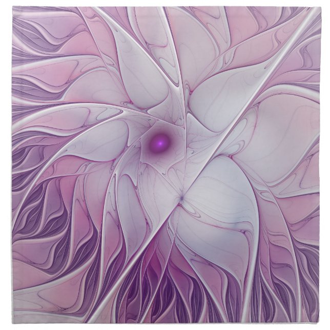 Beautiful Pink Flower Modern Abstract Fractal Art Cloth Napkin (Front)