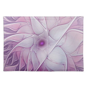 Beautiful Pink Flower Modern Abstract Fractal Art Cloth Placemat