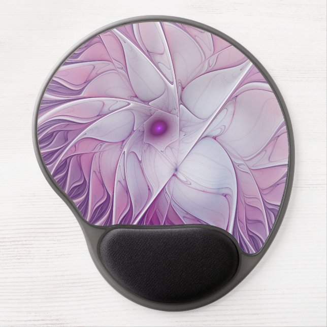 Beautiful Pink Flower Modern Abstract Fractal Art Gel Mouse Pad (Front)
