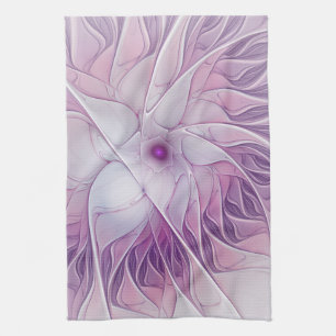 Beautiful Pink Flower Modern Abstract Fractal Art Kitchen Towel