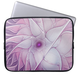 Beautiful Pink Flower Modern Abstract Fractal Art Laptop Sleeve