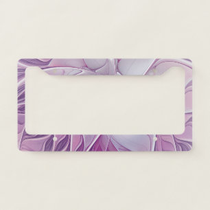 Beautiful Pink Flower Modern Abstract Fractal Art License Plate Frame