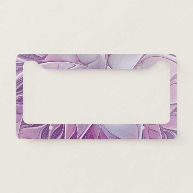 Beautiful Pink Flower Modern Abstract Fractal Art License Plate Frame (Front)