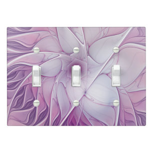 Beautiful Pink Flower Modern Abstract Fractal Art Light Switch Cover