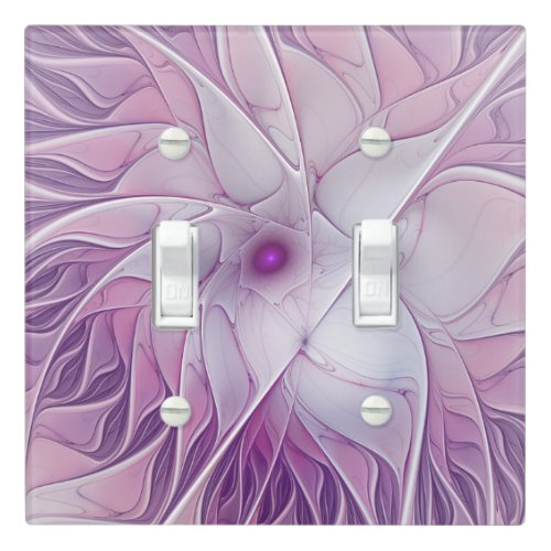 Beautiful Pink Flower Modern Abstract Fractal Art Light Switch Cover
