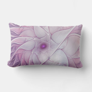 Beautiful Pink Flower Modern Abstract Fractal Art Lumbar Pillow