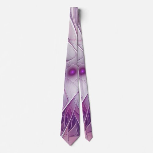 Beautiful Pink Flower Modern Abstract Fractal Art Neck Tie