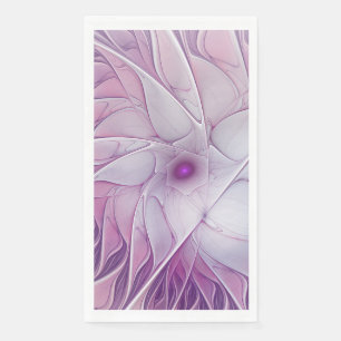 Beautiful Pink Flower Modern Abstract Fractal Art Paper Guest Towels