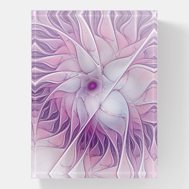 Beautiful Pink Flower Modern Abstract Fractal Art Paperweight (Vertical)