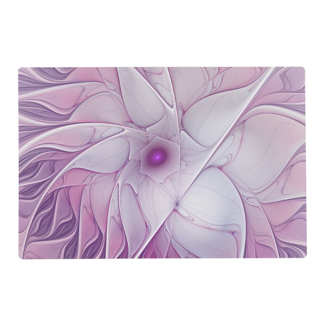 Beautiful Pink Flower Modern Abstract Fractal Art Placemat (Front)