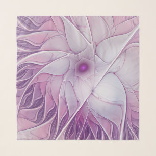 Beautiful Pink Flower Modern Abstract Fractal Art Scarf