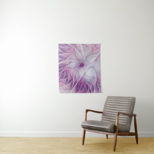 Beautiful Pink Flower Modern Abstract Fractal Art Tapestry
