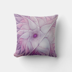 Beautiful Pink Flower Modern Abstract Fractal Art Throw Pillow