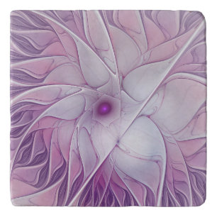 Beautiful Pink Flower Modern Abstract Fractal Art Trivet