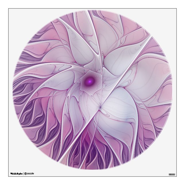 Beautiful Pink Flower Modern Abstract Fractal Art Wall Decal (Front)
