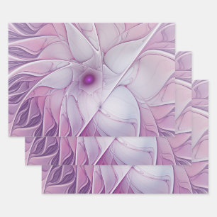 Beautiful Pink Flower Modern Abstract Fractal Art Wrapping Paper Sheets