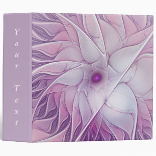 Beautiful Pink Flower Modern Abstract Fractal Text 3 Ring Binder