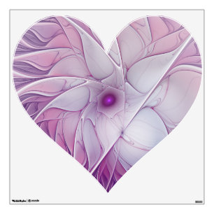 Beautiful Pink Flower Modern Fractal Art Heart Wall Decal