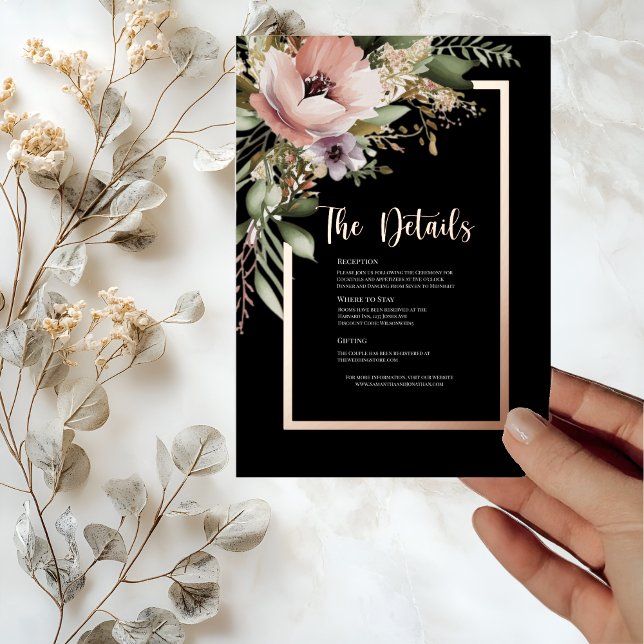 Beautiful Pink Flower on Rose Gold Details Card (Creator Uploaded)