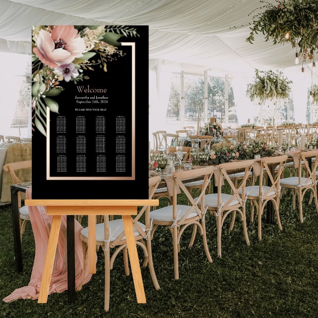 Beautiful Pink Flower on Rose Gold Seating Chart Foam Board (Creator Uploaded)