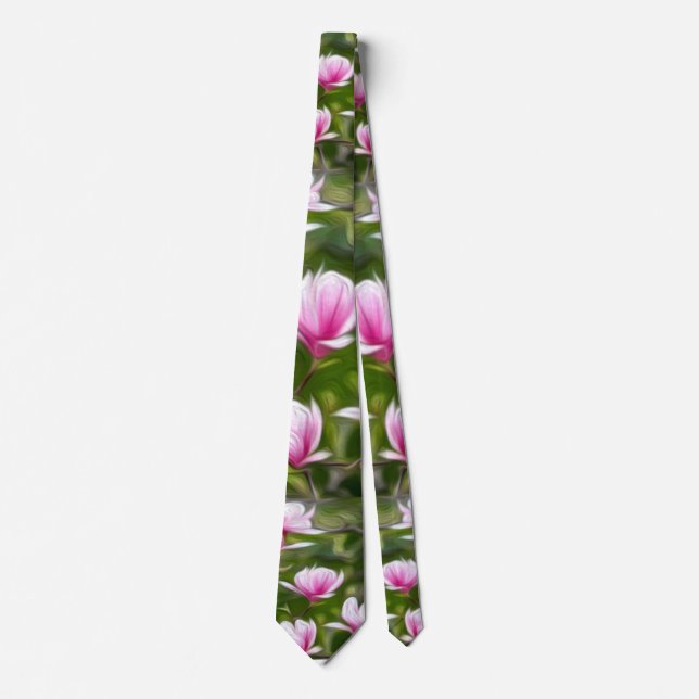Beautiful pink flower pattern neck tie (Front)