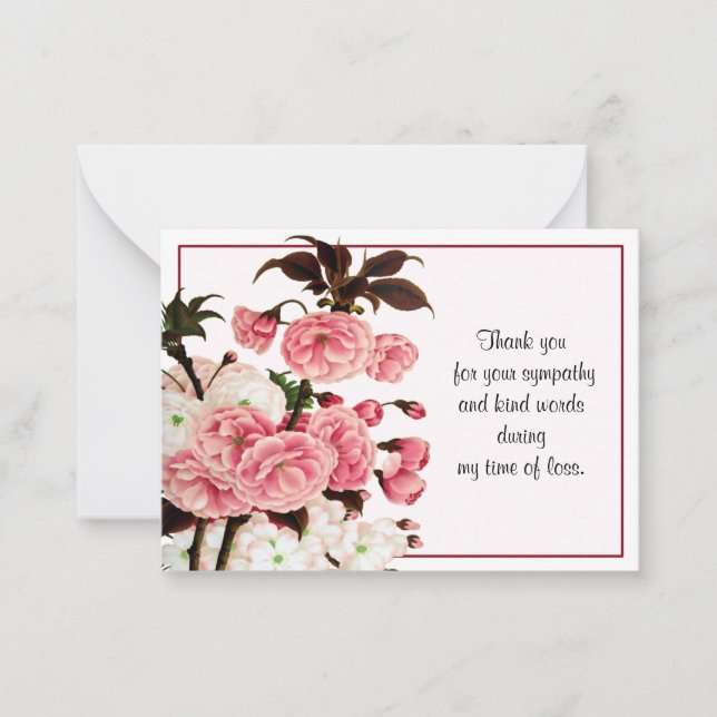Beautiful Pink Flower Thank You Note Card (Front)