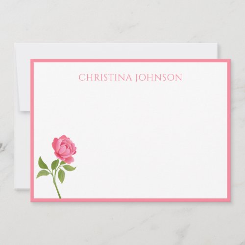 Beautiful Pink Flower with Name Thank You Card
