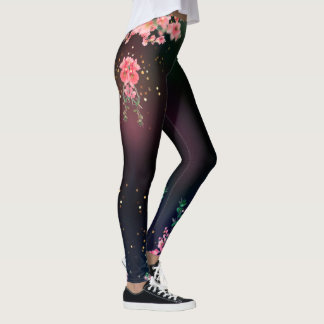 Beautiful pink flowers bloom Leggings
