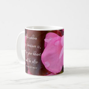 Beautiful Pink Flowers Christian Bible Verse Coffee Mug