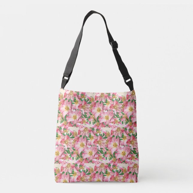 Beautiful pink flowers crossbody bag (Back)