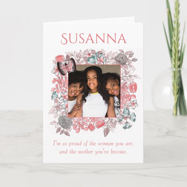 Beautiful Pink Flowers Daughter Happy Mother's Day Card (Front)