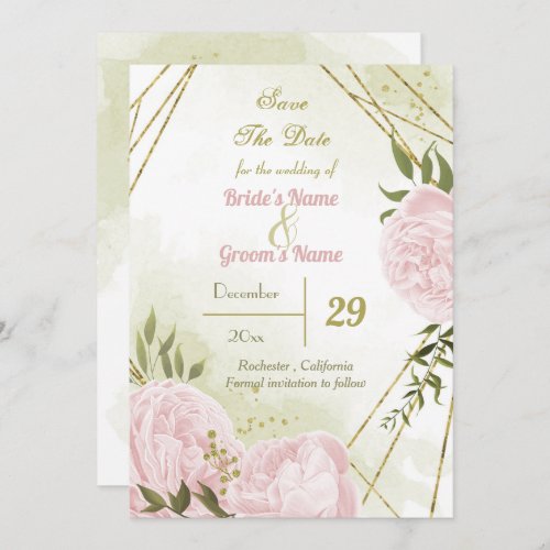 beautiful pink flowers green leaves botanical save the date