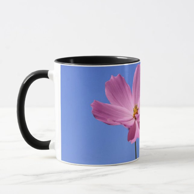 beautiful pink flowers hugging a clear blue sky mug (Left)