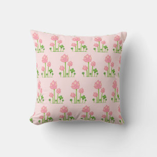 Beautiful Pink Flowers on Light Pink Throw Pillow