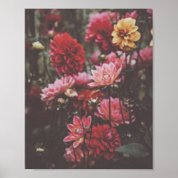 Beautiful Pink Flowers Photo in Autumn Poster