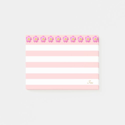 Beautiful Pink Flowers  Stripes Post_it Notes