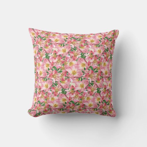 Beautiful pink flowers throw pillow