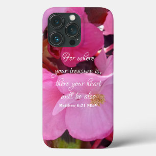 Beautiful Pink Flowers Your Treasure Bible Verse iPhone 13 Pro Case